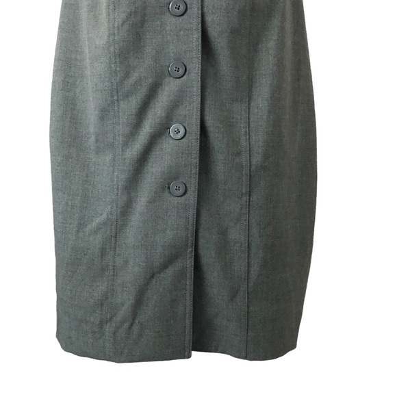 DRESS - Women's Calvin Klein Light Gray Button Front Cap Sleeve Belted Dress. 8 - Picture 6 of 15